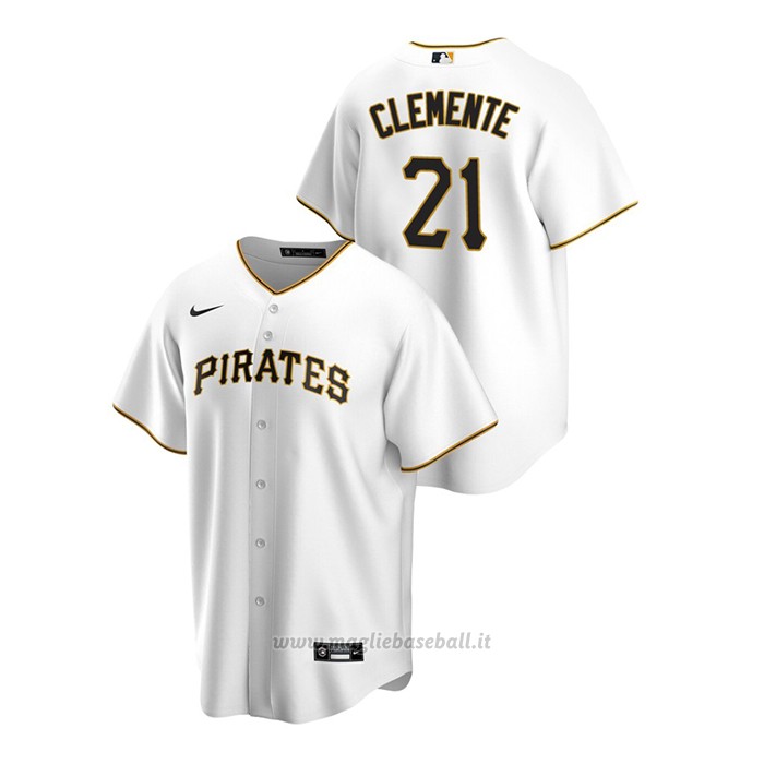 Maglia Baseball Uomo Pittsburgh Pirates Roberto Clemente Replica Primera Bianco